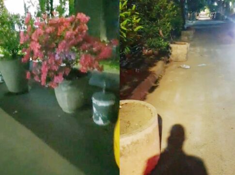 Warga Keluhkan Penempatan Pot Bunga Berbahaya di Jalan Kenanga Genteng Surabaya